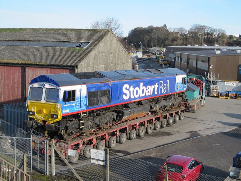 Verunfallte 66 048 von Stobart Rail in Inverness (2010)